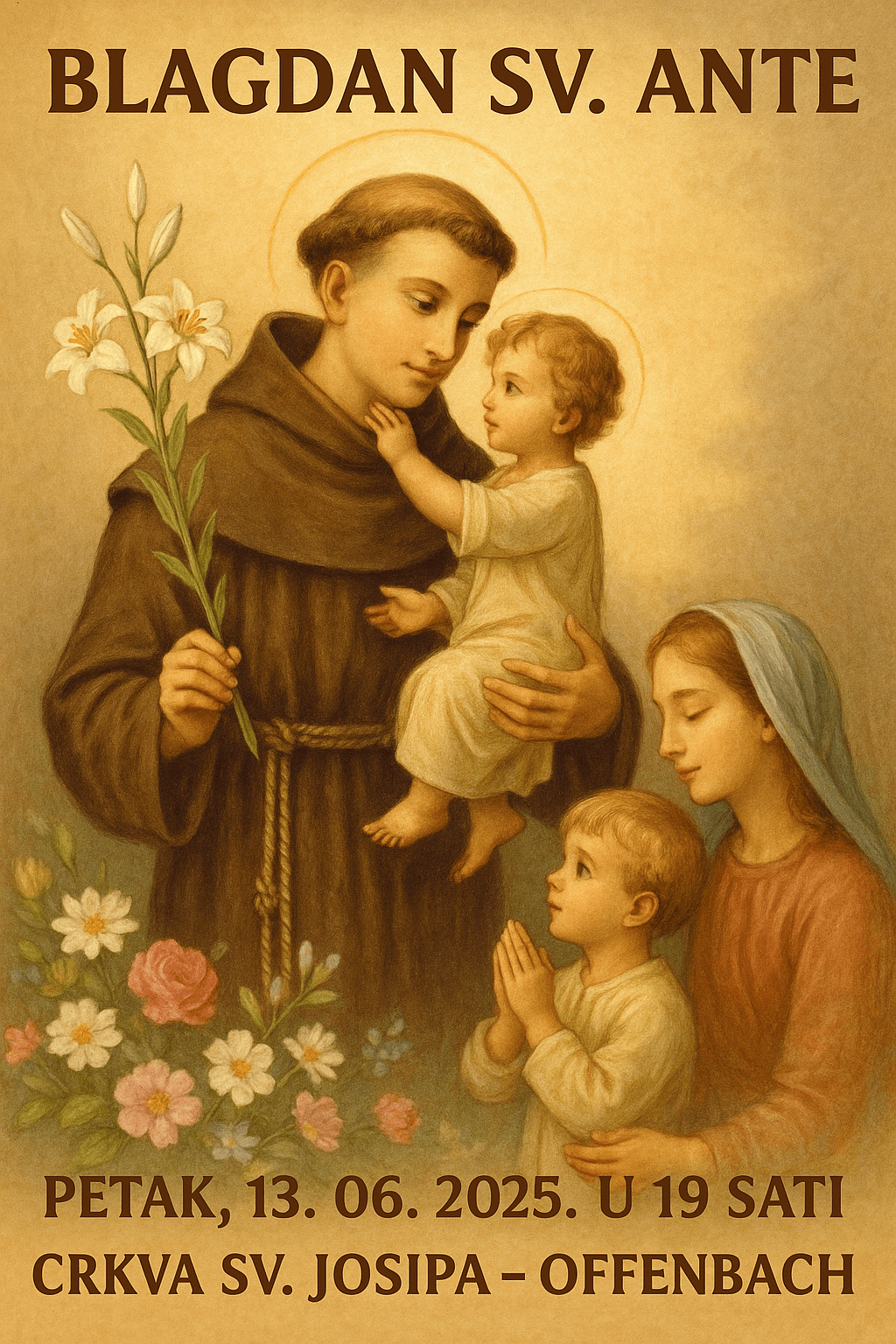 Blagdan svetog AntePetak, 13. lipnja 2025. u 19:00 sati — Crkva sv. Josipa,&nbsp;Offenbach