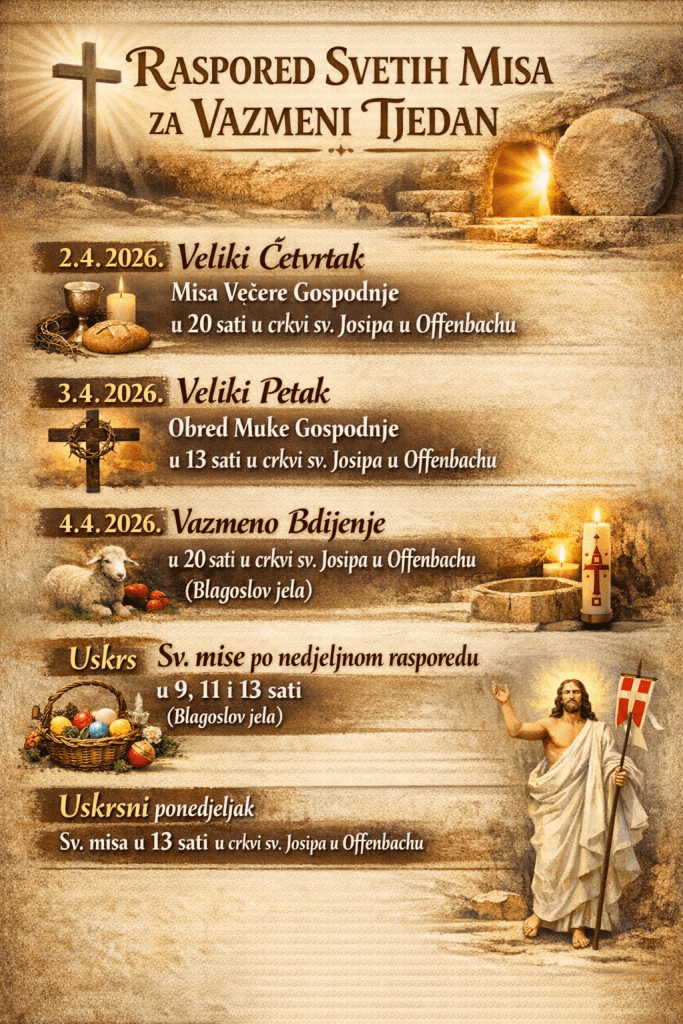 Raspored sv. Misa za veliki&nbsp;tjedan